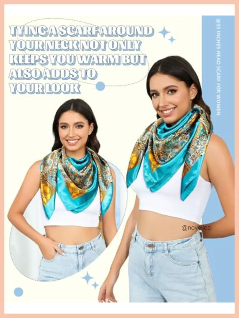 3-Pack Large Square Satin Head Scarves - Silk Feel Bandana for Hair Wraps